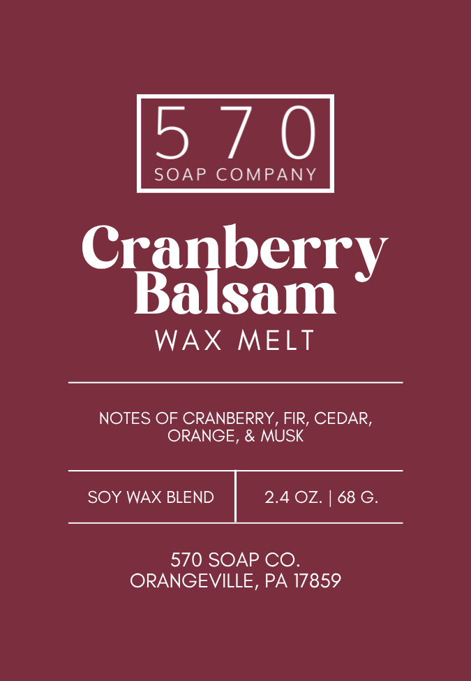 Cranberry Balsam - Tart Cranberry and Pine with Cedar and Musk - Wax Melt (2.4 oz Soy Blend)