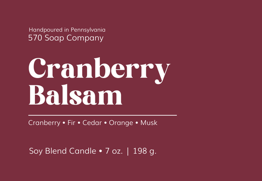 Cranberry Balsam - Cranberry, Fir, and Cedar - 7 oz Soy Blend Candle