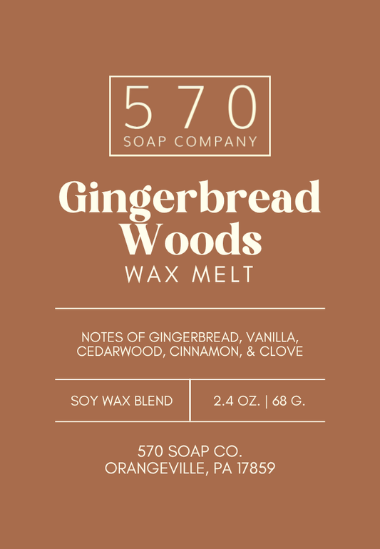Gingerbread Woods - Sweet Gingerbread, Vanilla and Cedarwood - Wax Melt (2.4 oz Soy Blend)