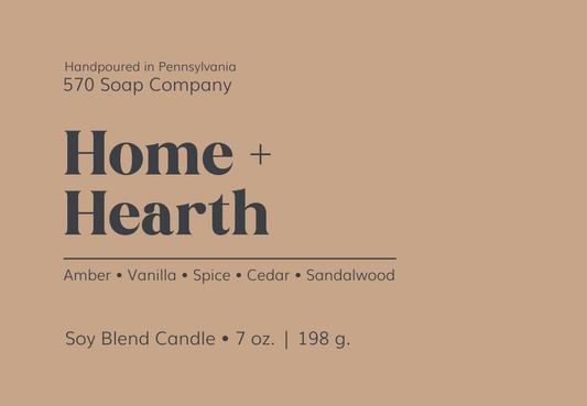 Home + Hearth - Amber, Vanilla, and Cedar with Warm Cinnamon and Clove - 7 oz Soy Blend Candle