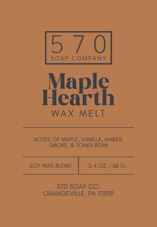 Maple Hearth - Maple, Vanilla, and Amber  - Wax Melt (2.4 oz Soy Blend)