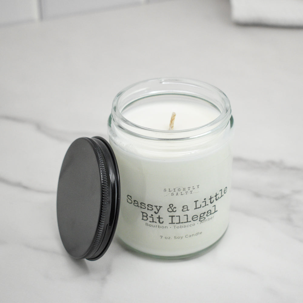 Sassy & a Little Bit Illegal – Bourbon, Tobacco, and Amber Soy Candle
