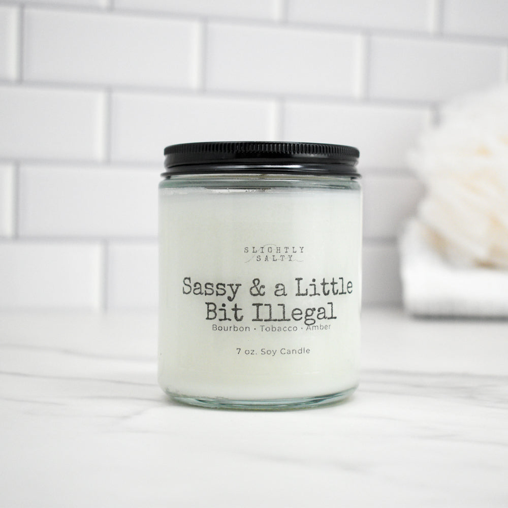 Sassy & a Little Bit Illegal – Bourbon, Tobacco, and Amber Soy Candle