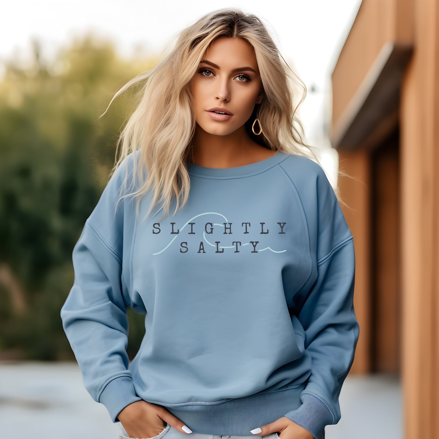 Slightly Salty Logo Crew Neck – Cozy Sass, Served Daily