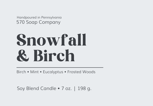 Snowfall & Birch - Birch, Mint, and Frosted Woods - 7 oz Soy Blend Candle