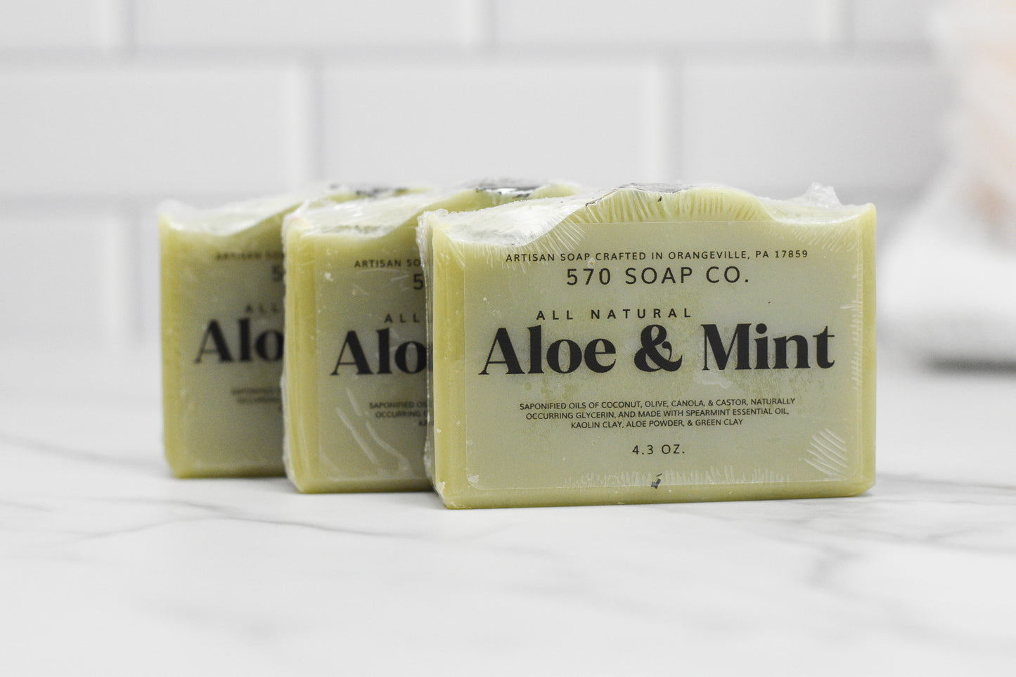 Aloe + Mint Bar Soap - All Natural - Spearmint Essential Oil