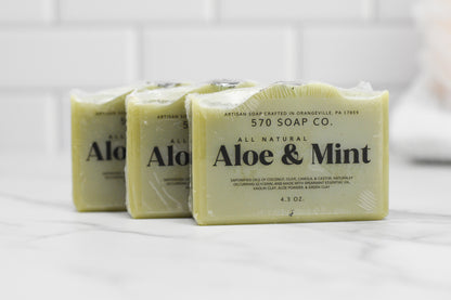 Aloe + Mint Bar Soap - All Natural - Spearmint Essential Oil