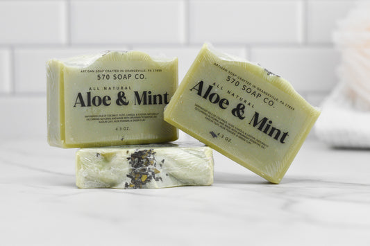 Aloe + Mint Bar Soap - All Natural - Spearmint Essential Oil