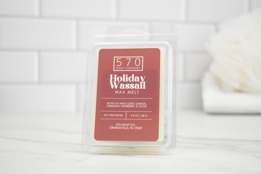 570 Soap Company Holiday Wassail wax melt packaging on a white background