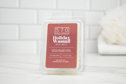 570 Soap Company Holiday Wassail wax melt packaging on a white background