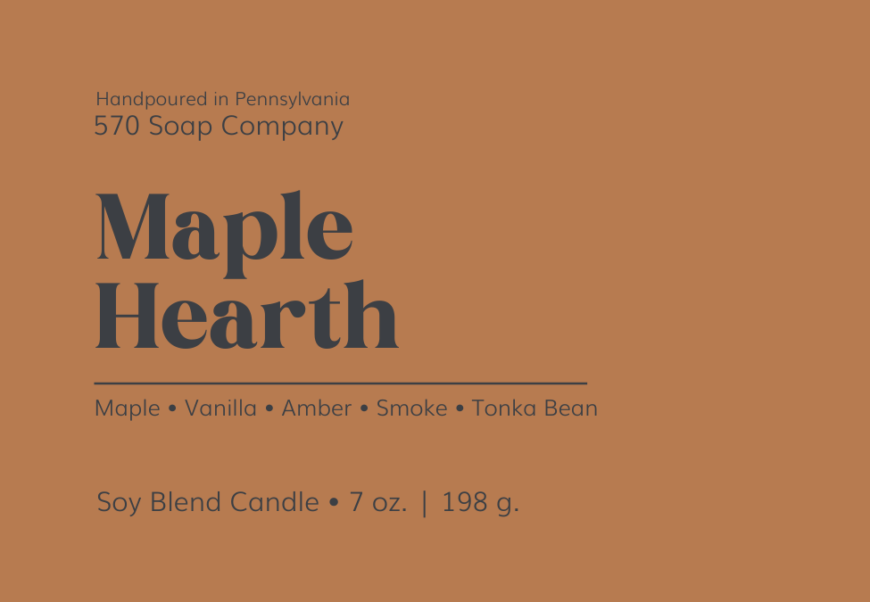 Maple Hearth - Maple and Vanilla with Smoky Amber - 7 oz Soy Blend Candle