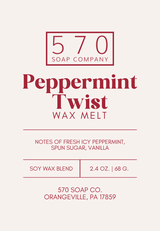 Peppermint Twist Wax Melt – Fresh Mint & Vanilla - Wax Melt (2.4 oz Soy Blend)