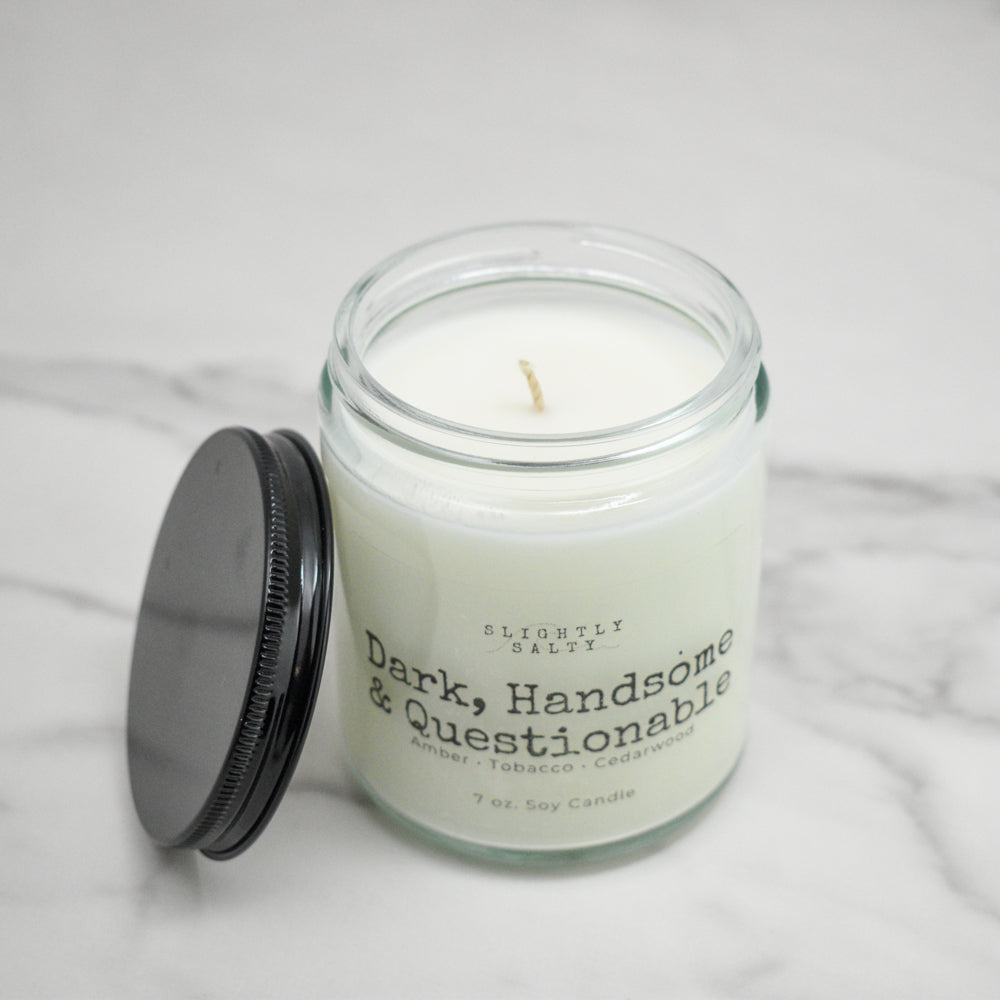 Dark, Handsome & Questionable  –  Amber, Tobacco, and Cedarwood Soy Candle