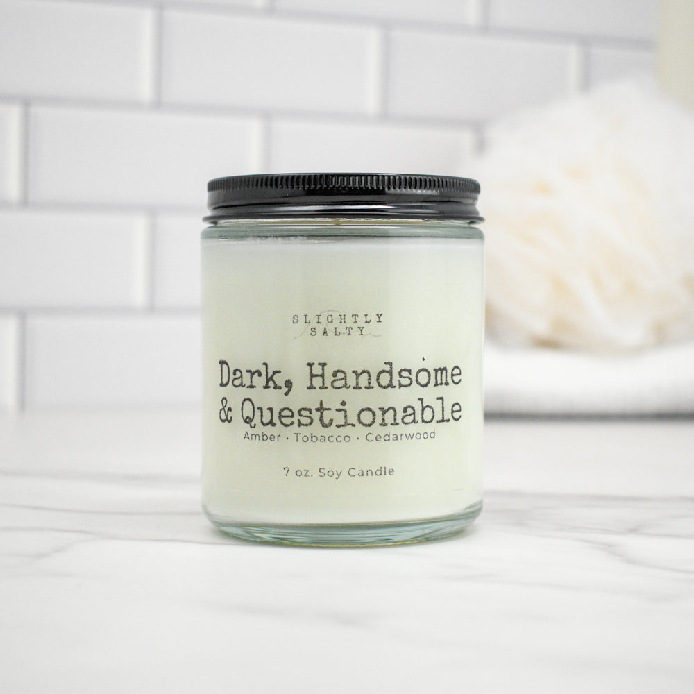 Dark, Handsome & Questionable  –  Amber, Tobacco, and Cedarwood Soy Candle