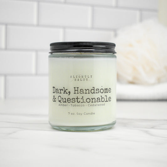 Dark, Handsome & Questionable  –  Amber, Tobacco, and Cedarwood Soy Candle