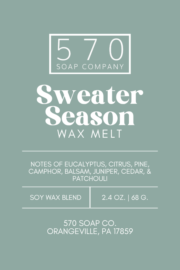 Sweater Season Wax Melt – Fresh Mint & Cozy Autumn Blend - Wax Melt (2.4 oz Soy Blend) (Copy)